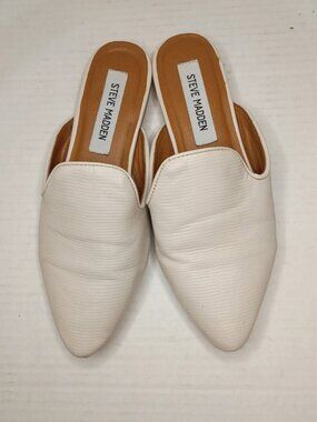 Steve Madden Title White Croc Embossed Pointed Toe Mules Women’s Size 6